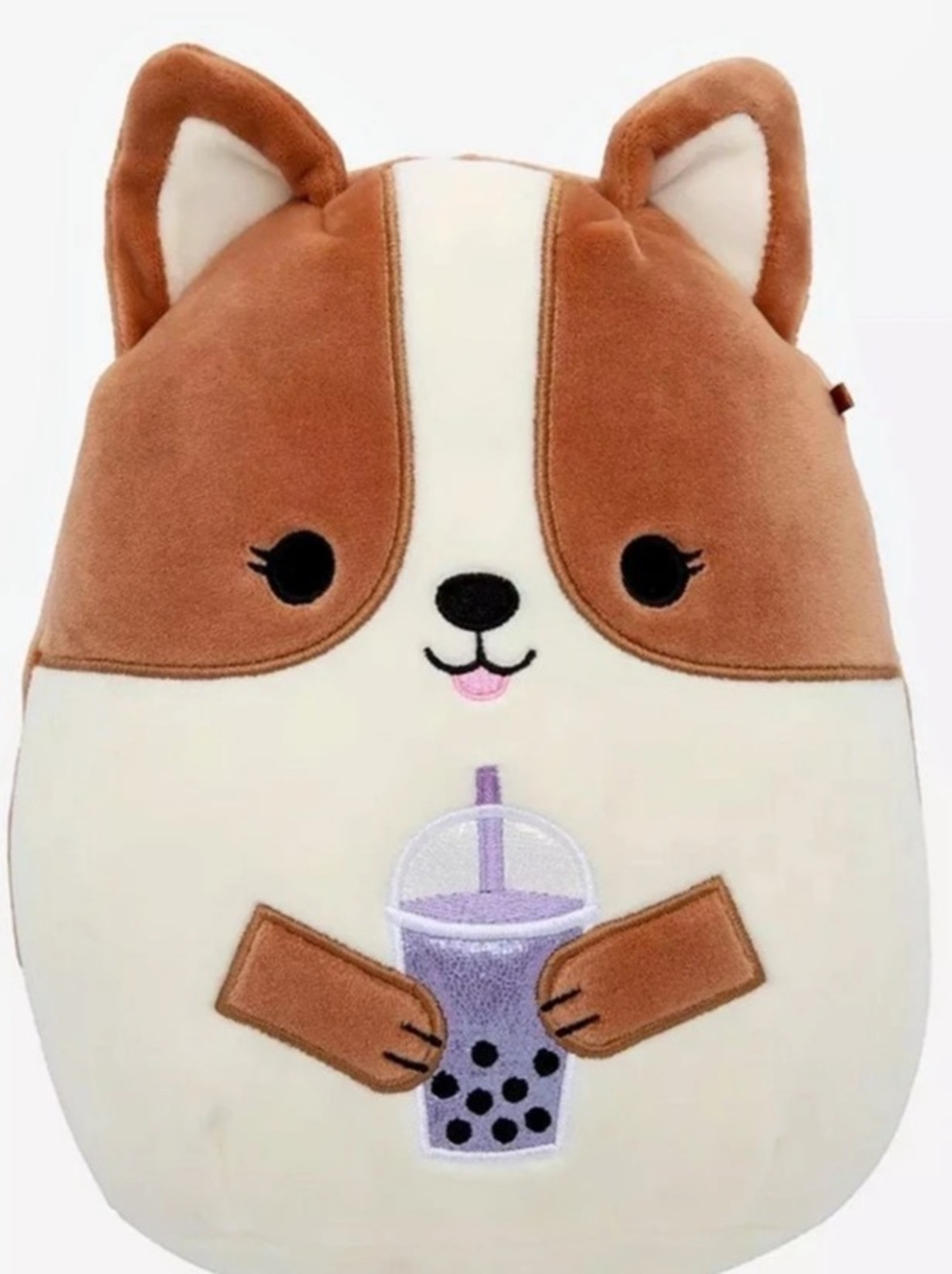 Squishmallows Regina the Corgi Boba Tea Plush Backpack Brown & Cream